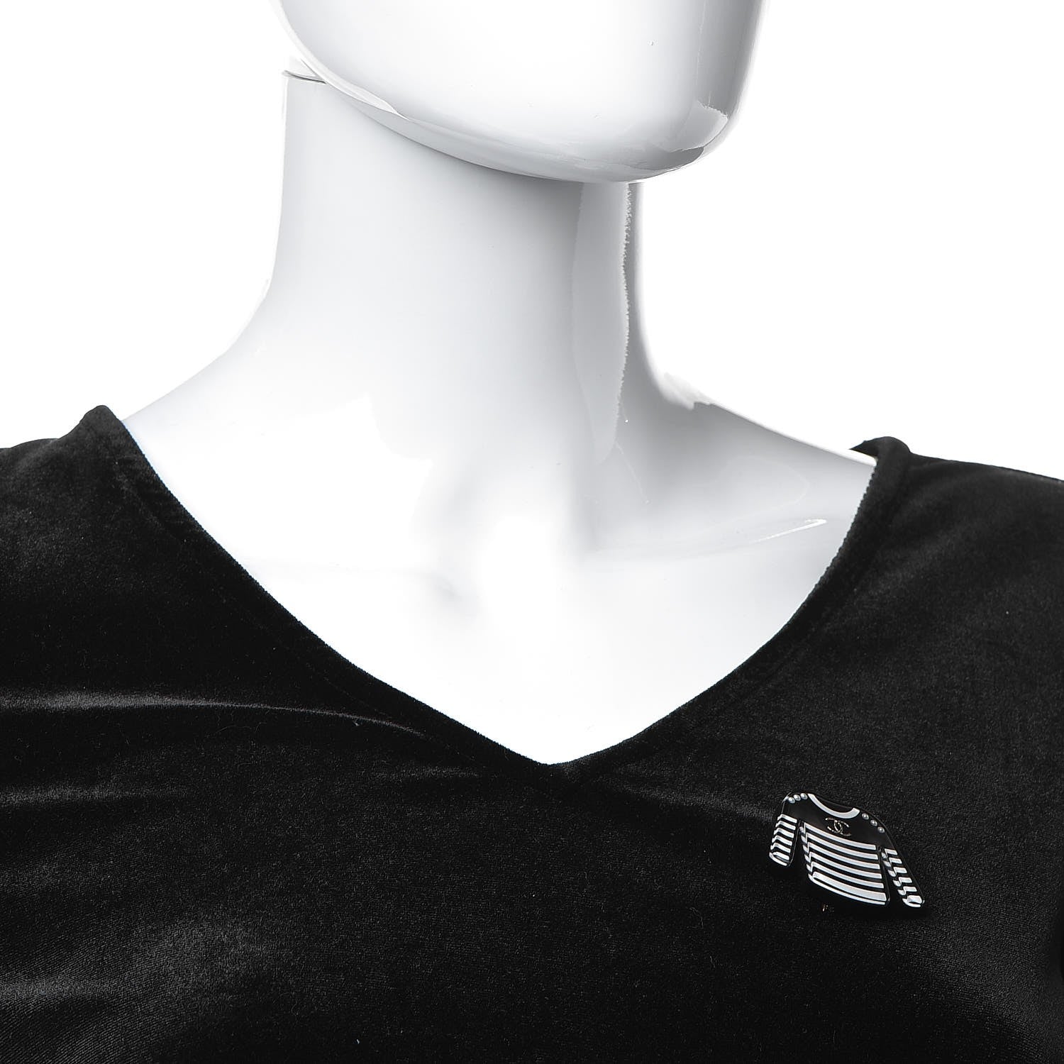 Chanel Resin Sweater CC Brooch Black White 2 of 5