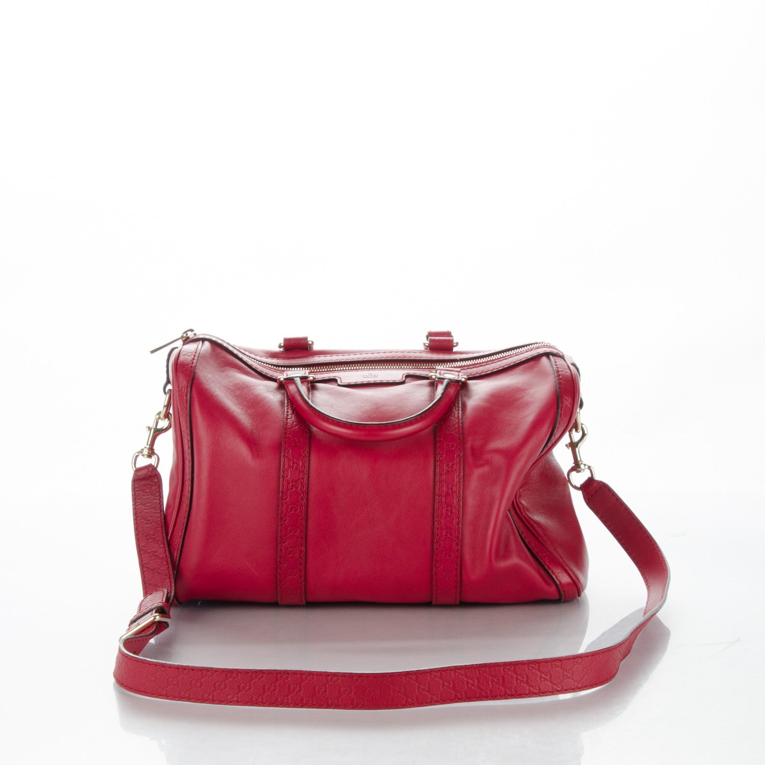 Gucci Calfskin Microguccissima Trim Medium Boston Raspberry Red 10 of 10
