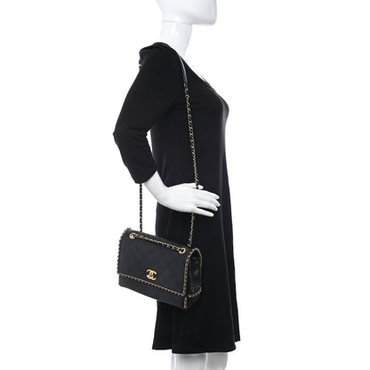 Chanel Calfskin Stitched Chain Flap Black 2 of 11