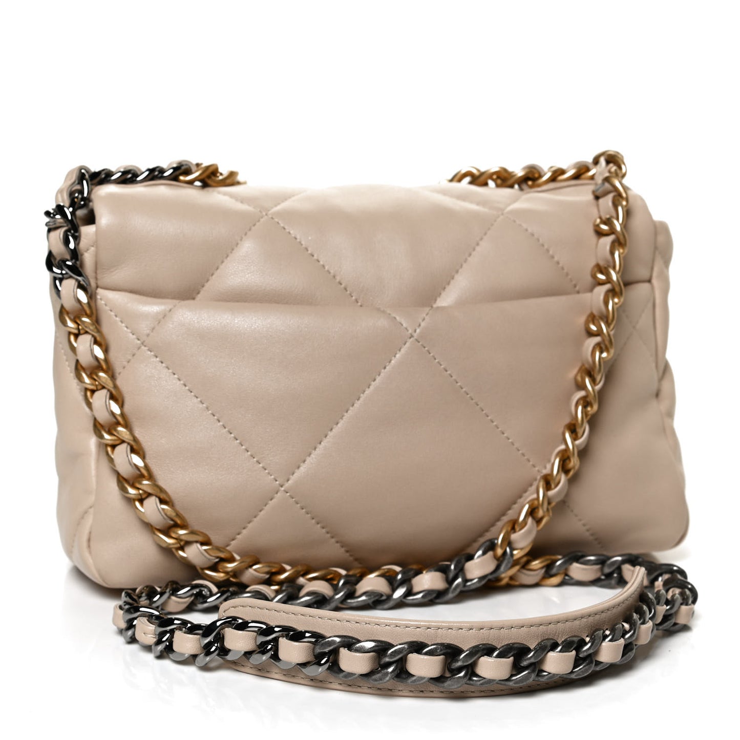 Lambskin Quilted Medium Chanel 19 Flap Light Beige