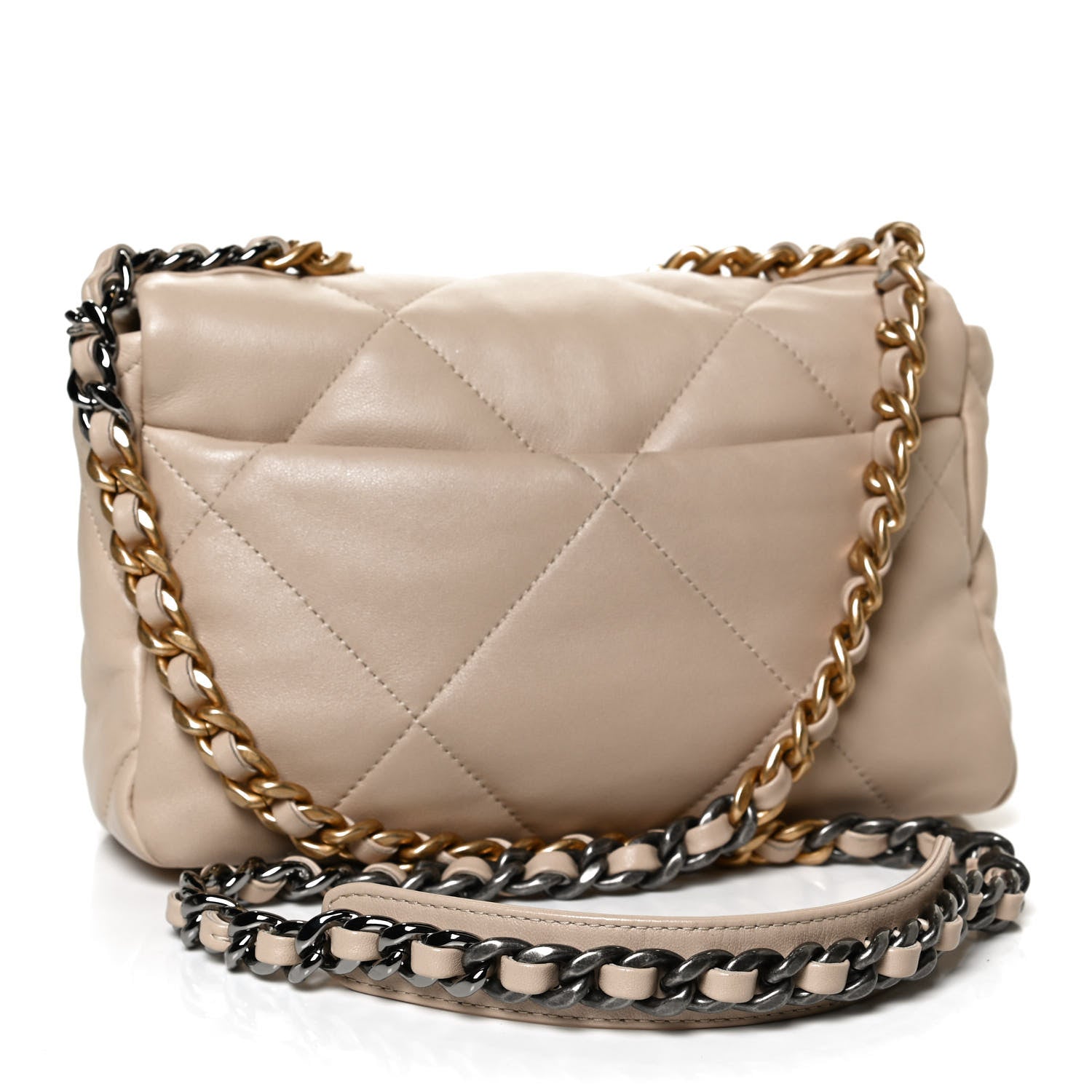 Chanel Lambskin Quilted Medium Chanel 19 Flap Light Beige 3 of 12
