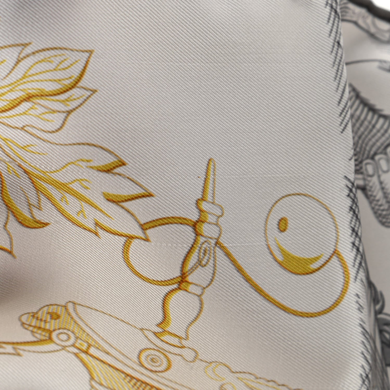 Hermes Silk Della Cavalleria Favolosa Double Face Scarf 90 Gris Argent Jaune 8 of 8