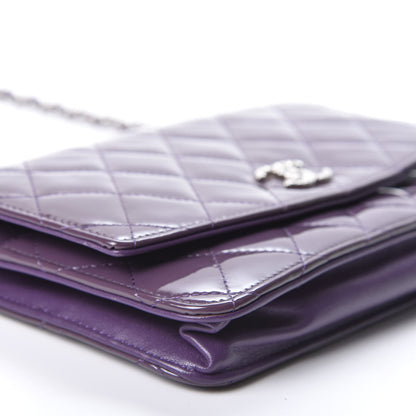 Chanel Patent Quilted Brilliant Wallet On Chain WOC Violet 5 of 10