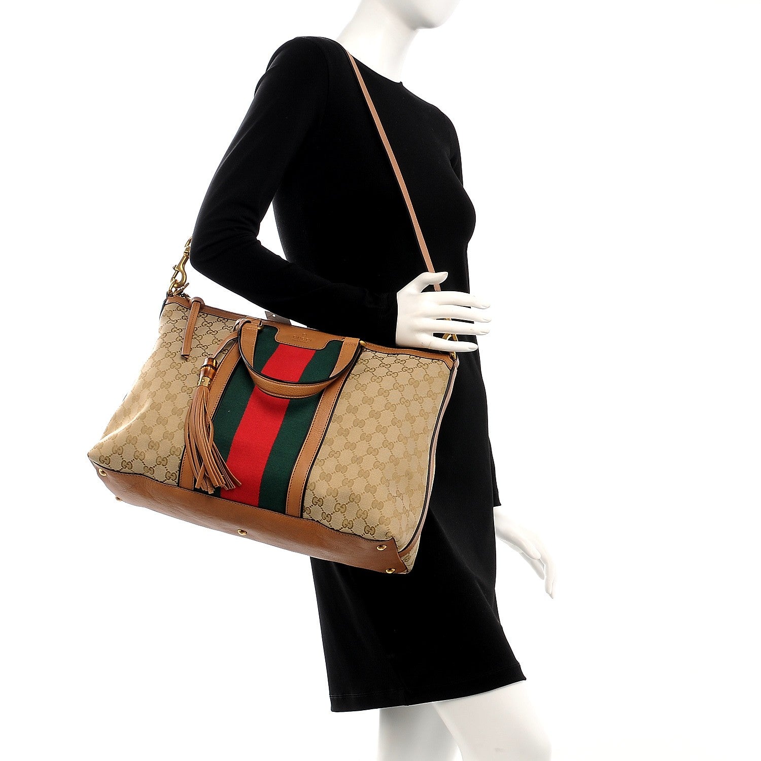 Gucci Monogram Web Medium Rania Top Handle Bag Sand 3 of 8