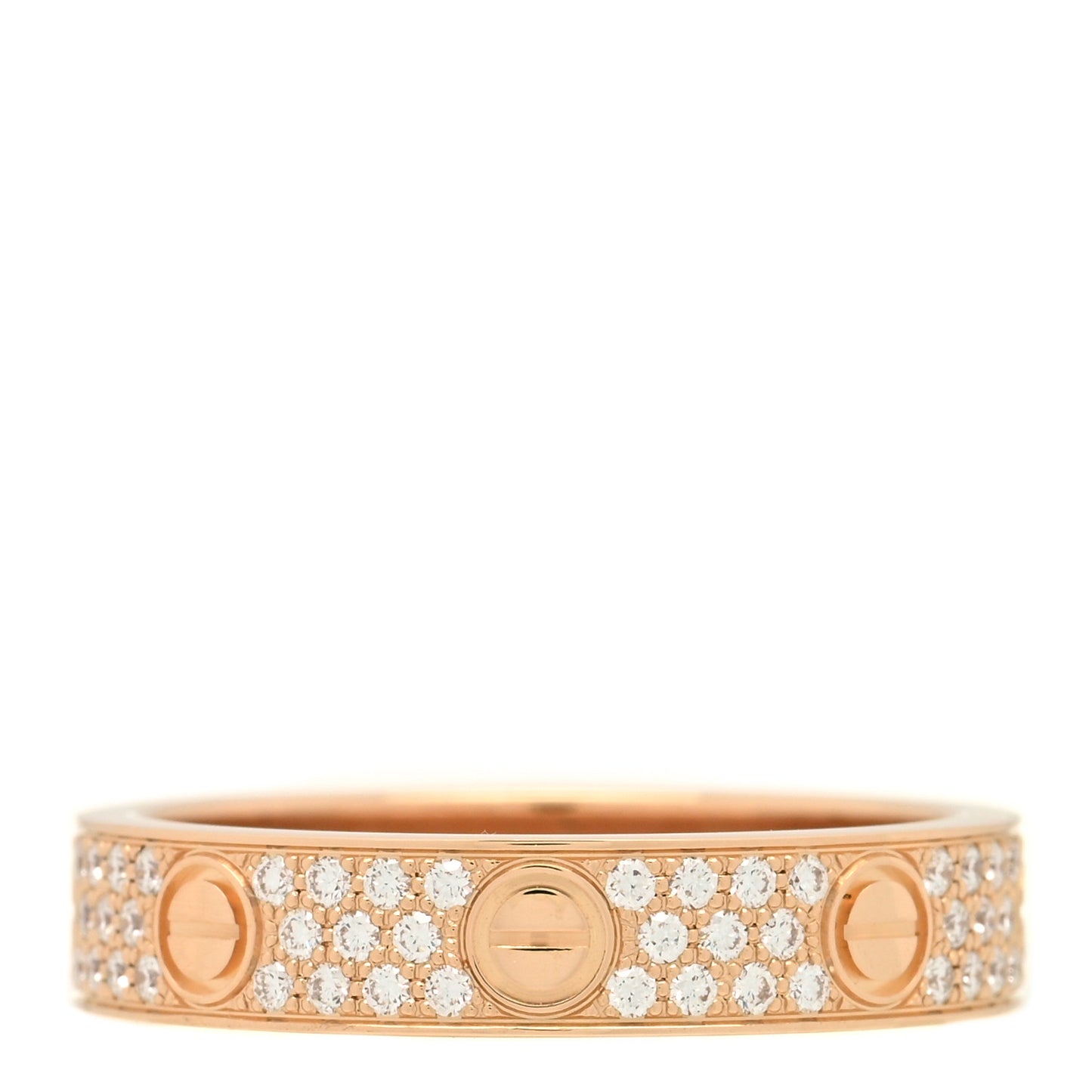 18K Pink Gold Diamond 4mm LOVE Wedding Paved Band Ring 51 5.75