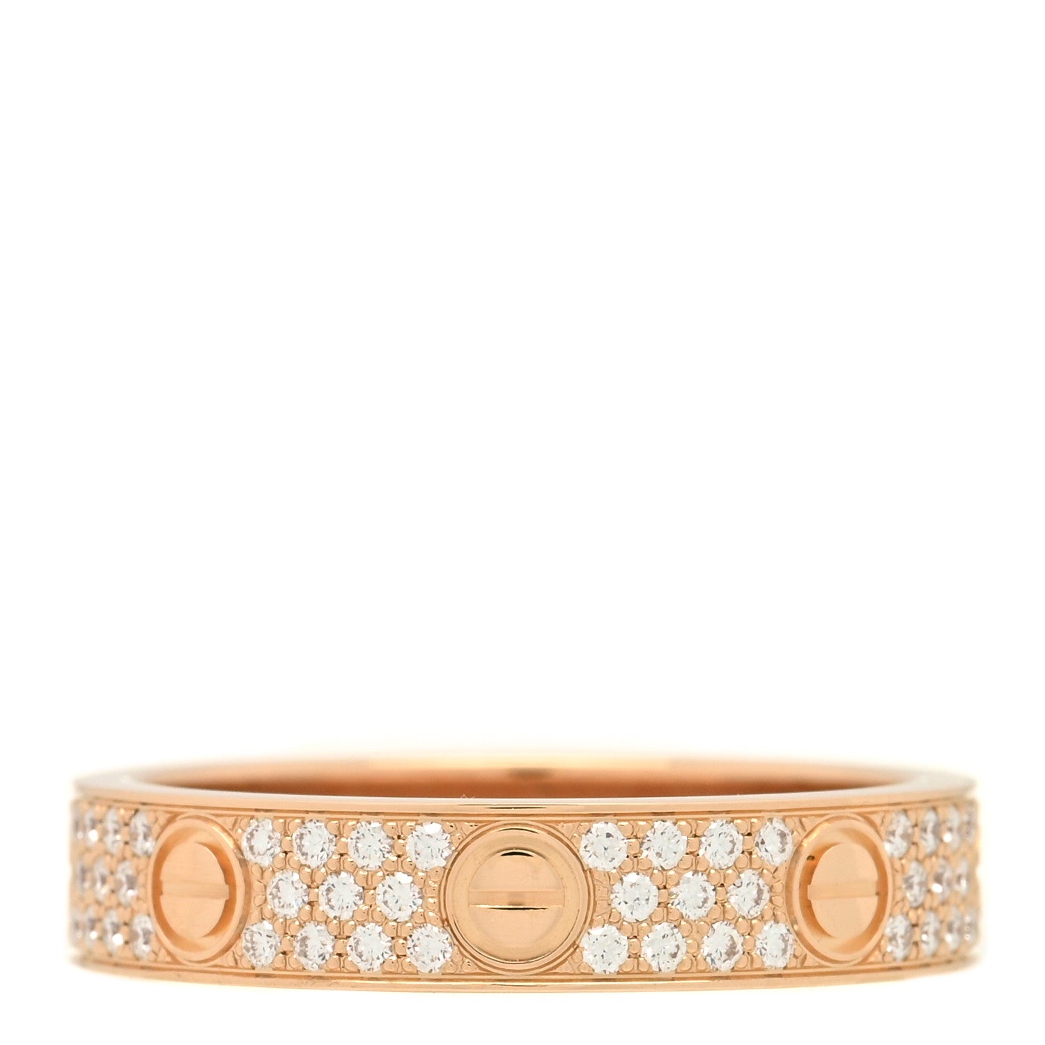 Cartier 18K Pink Gold Diamond 4mm LOVE Wedding Paved Band Ring 51 5.75 1 of 5