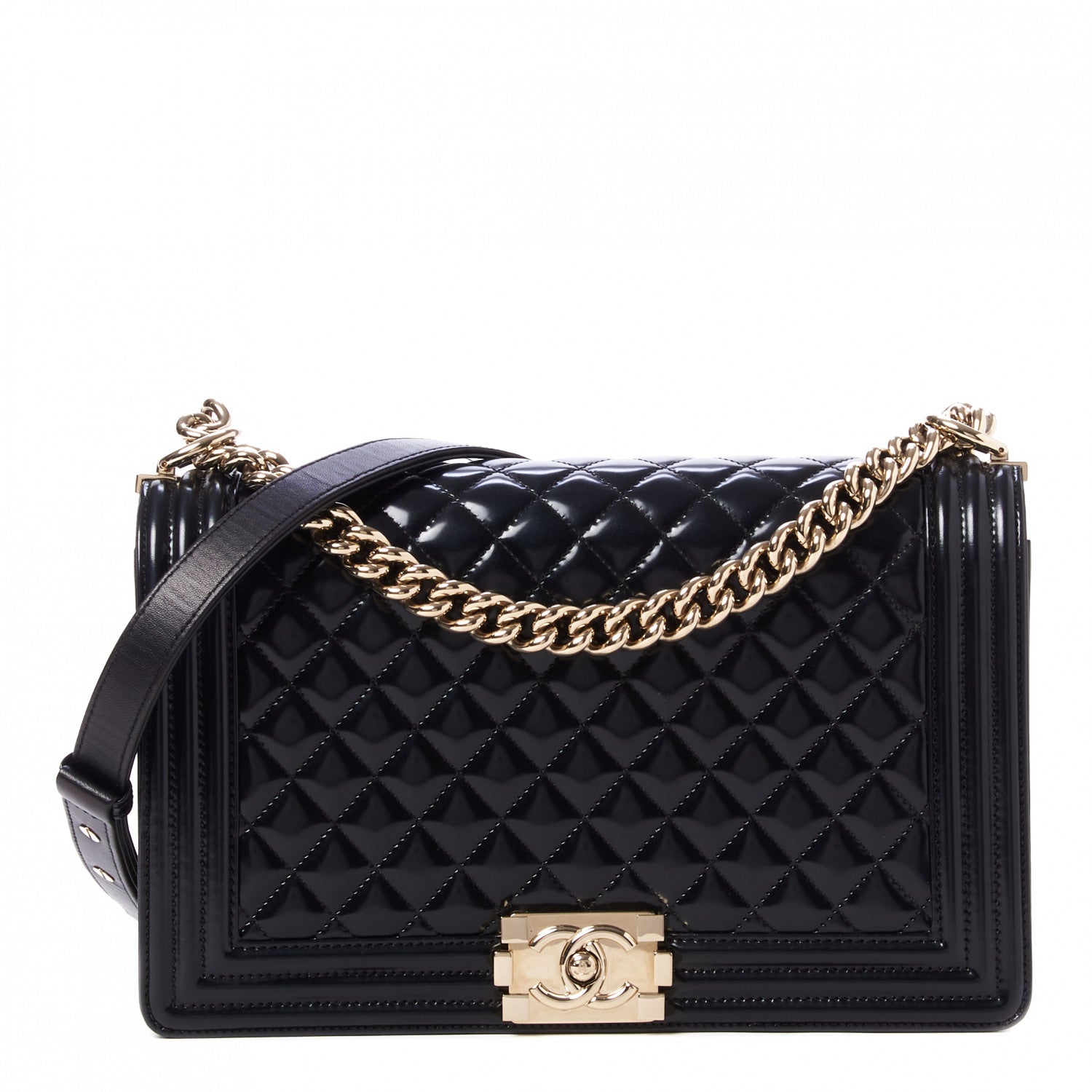 Chanel Iridescent Glazed Calfskin Quilted New Medium Boy Flap Black 1 of 8