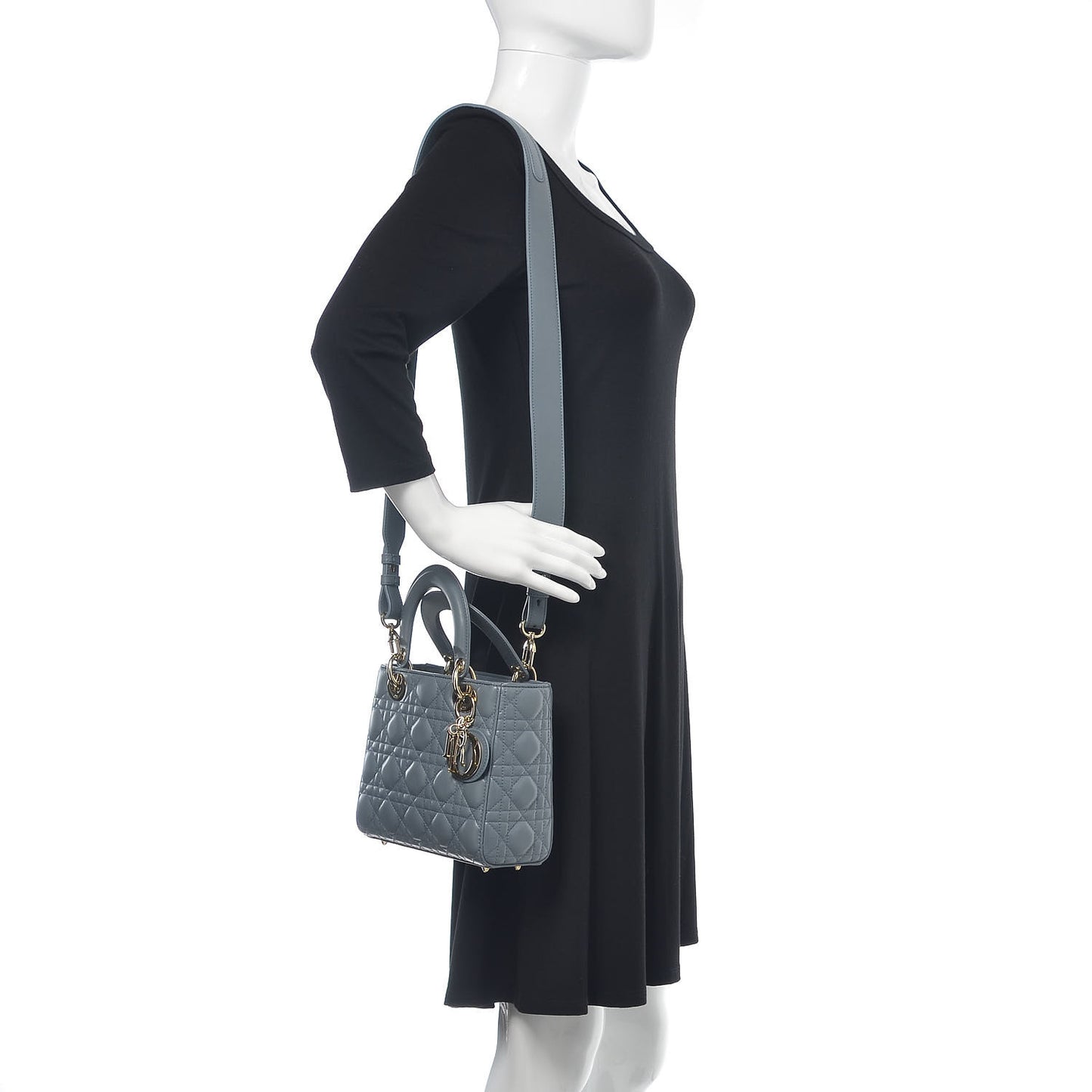 Lambskin Cannage Small My Lady Dior Blue Grey