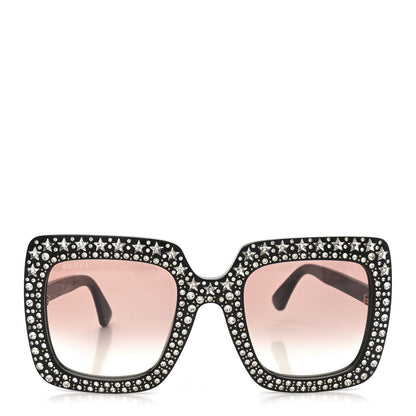 Gucci Acetate Crystal Oversize Sunglasses GG0148S Black 2 of 7