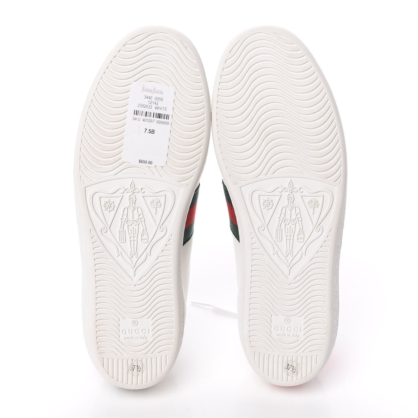 Calfskin Ayers Bee Embroidered Womens Ace Sneakers 37.5 White Green