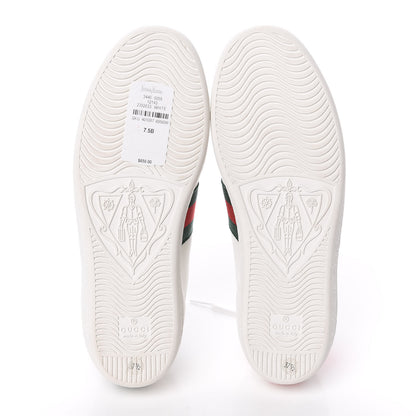 Gucci Calfskin Ayers Bee Embroidered Womens Ace Sneakers 37.5 White Green 5 of 10