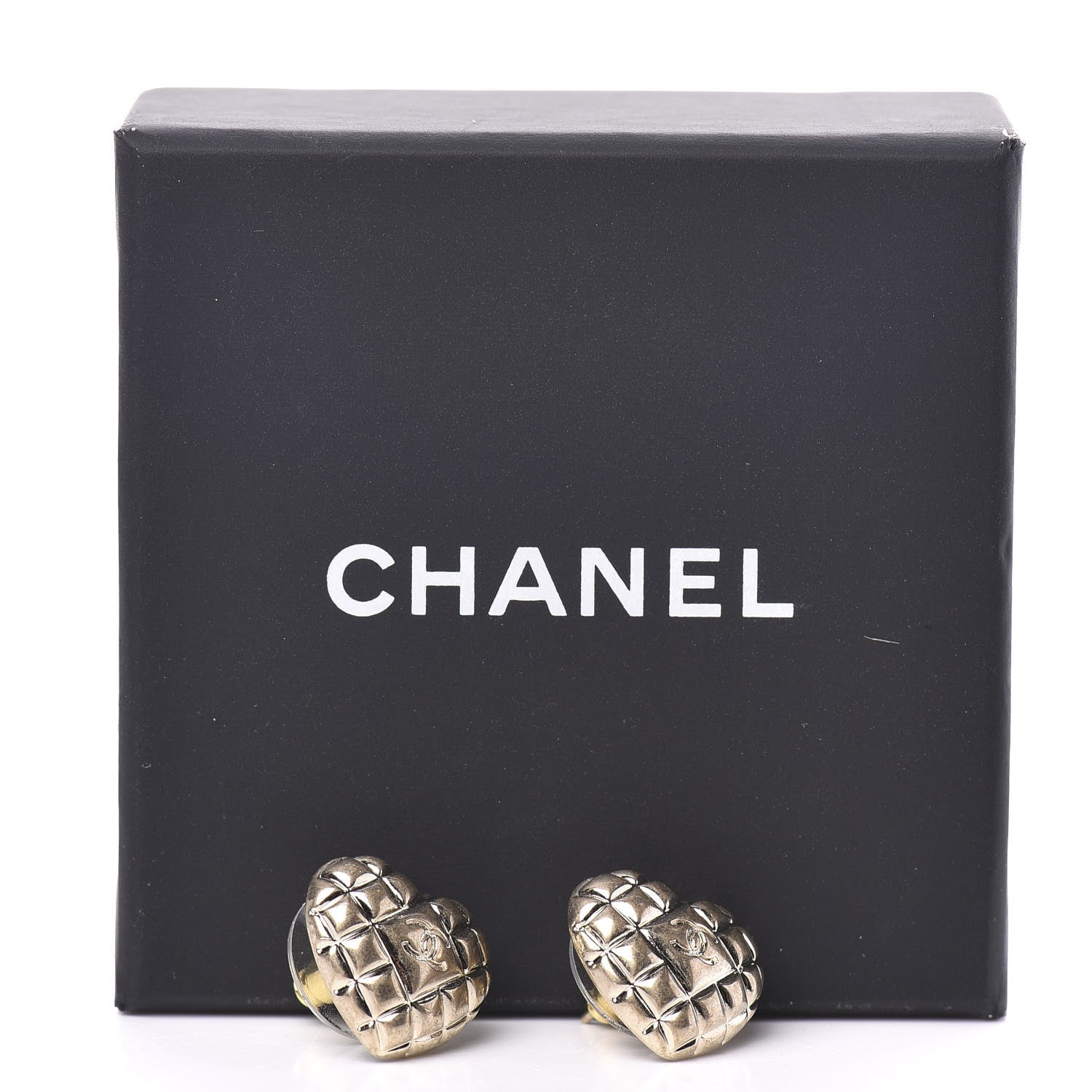Chanel Quilted CC Heart Earrings Gold 5 of 5