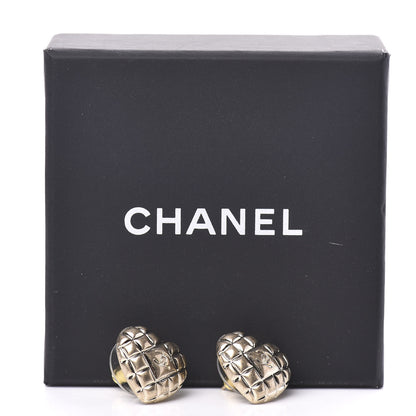 Chanel Quilted CC Heart Earrings Gold 5 of 5
