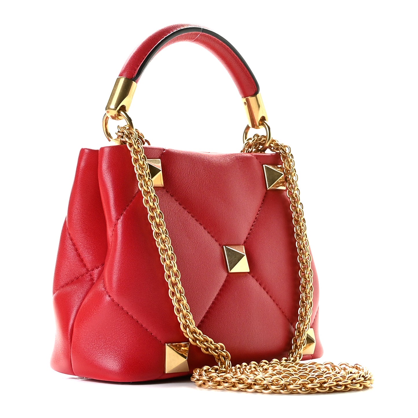 Nappa Mini Roman Stud The Handle Bag Rouge Pur