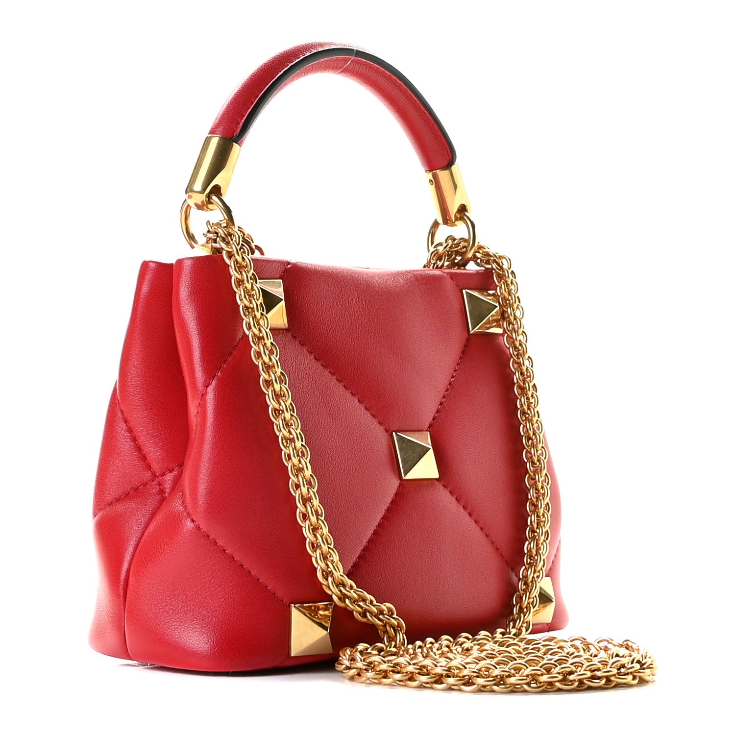 Valentino Garavani Nappa Mini Roman Stud The Handle Bag Rouge Pur 3 of 11