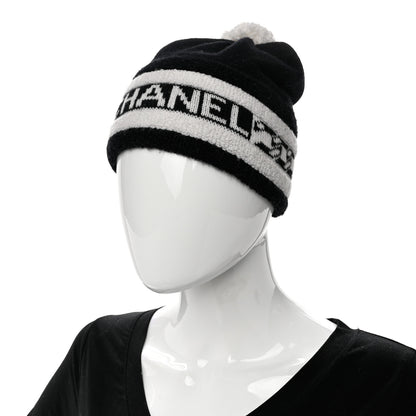 Chanel Cashmere CC Beanie Hat Ecru Black 2 of 6