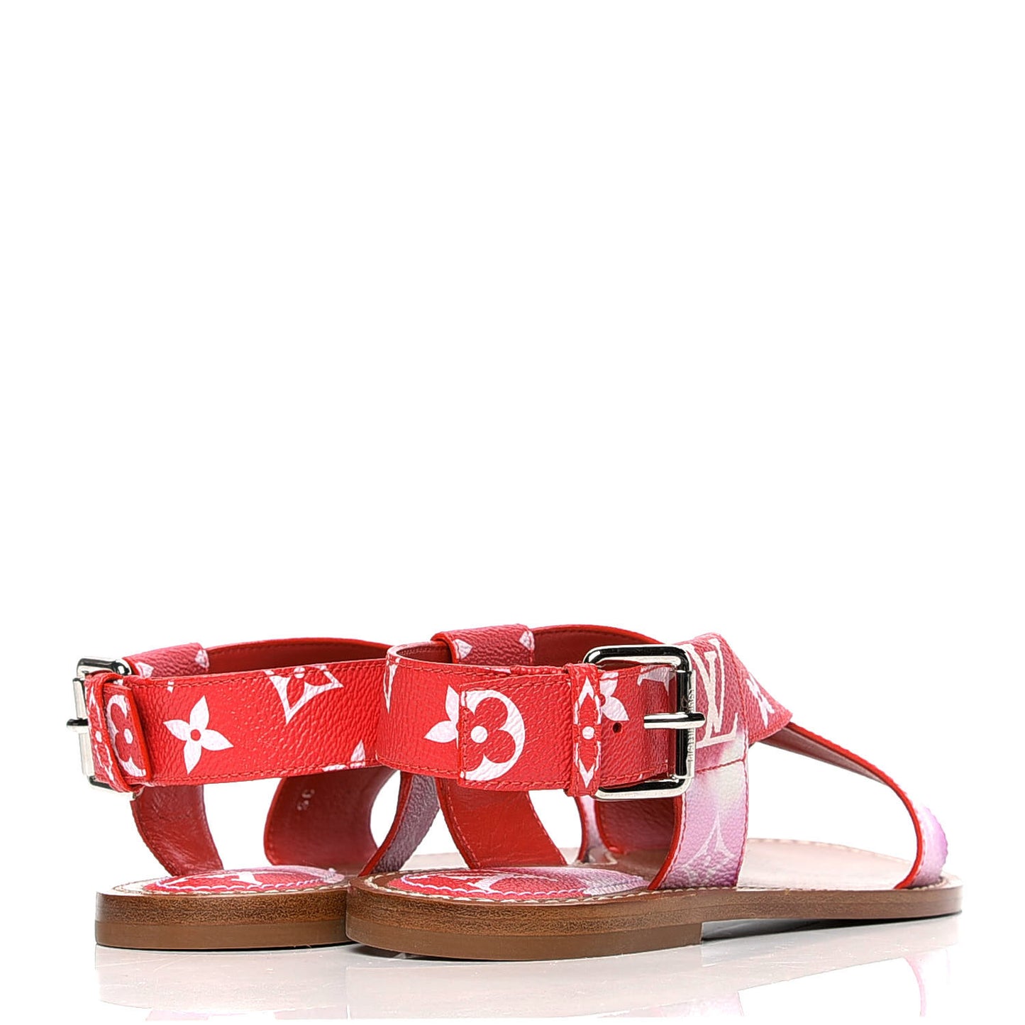 Monogram Escale Palma Flat Sandals 38 Rouge