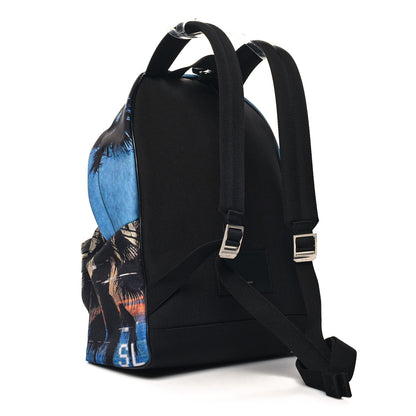 Saint Laurent Nylon City Palm Tree Sunset Print Backpack Blue Multicolor 3 of 10