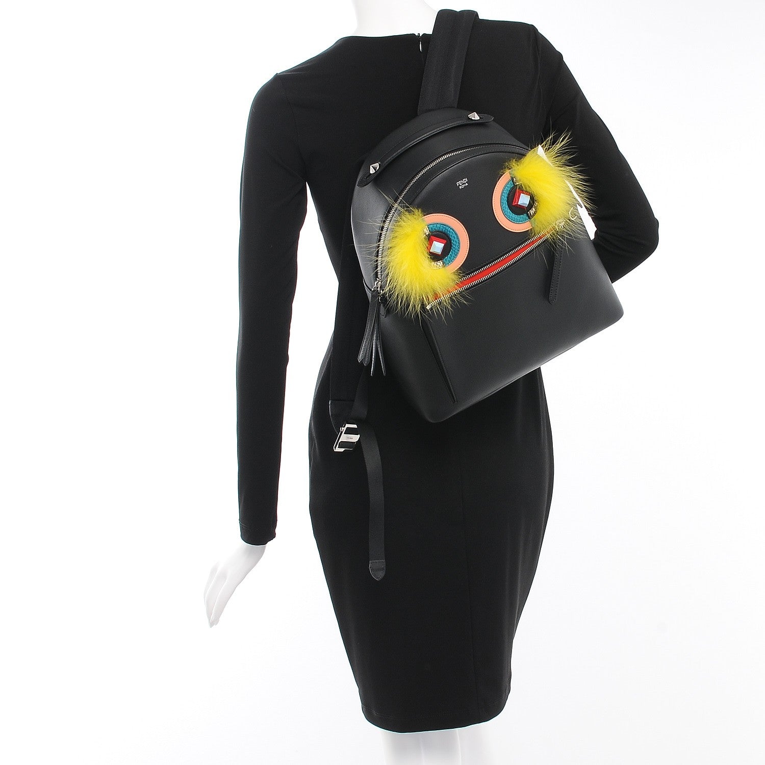 Fendi Vitello Dolce Fox Elaphe Ayers Hypnoteyes Large Backpack Black Giallo Multicolor 2 of 7