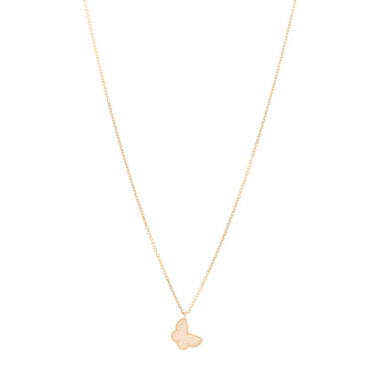 Van Cleef & Arpels 18K Yellow Gold Mother of Pearl Sweet Alhambra Butterfly Pendant Necklace 1 of 5