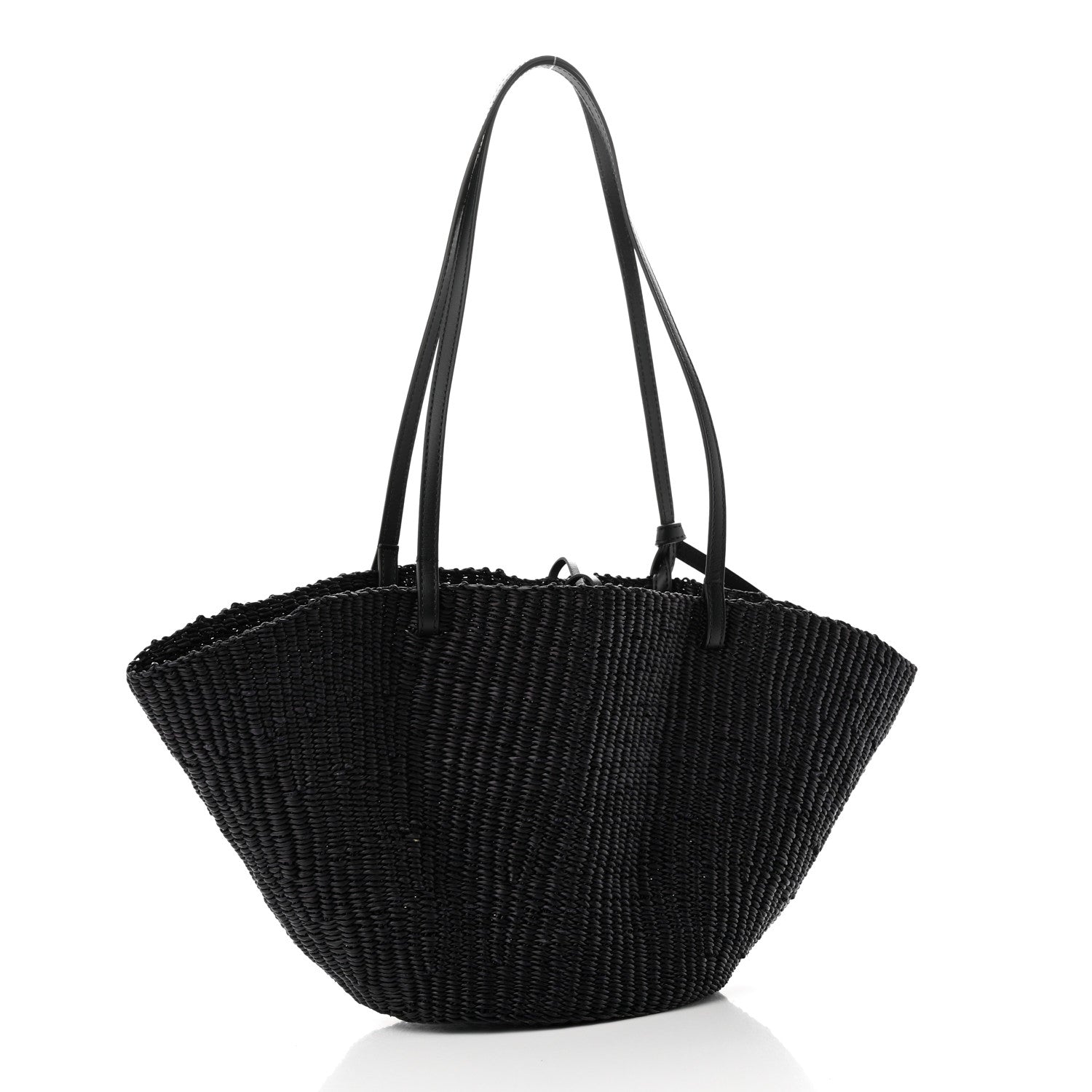 Loewe Calfskin Raffia Small Anagram Basket Tote Bag Black 3 of 8