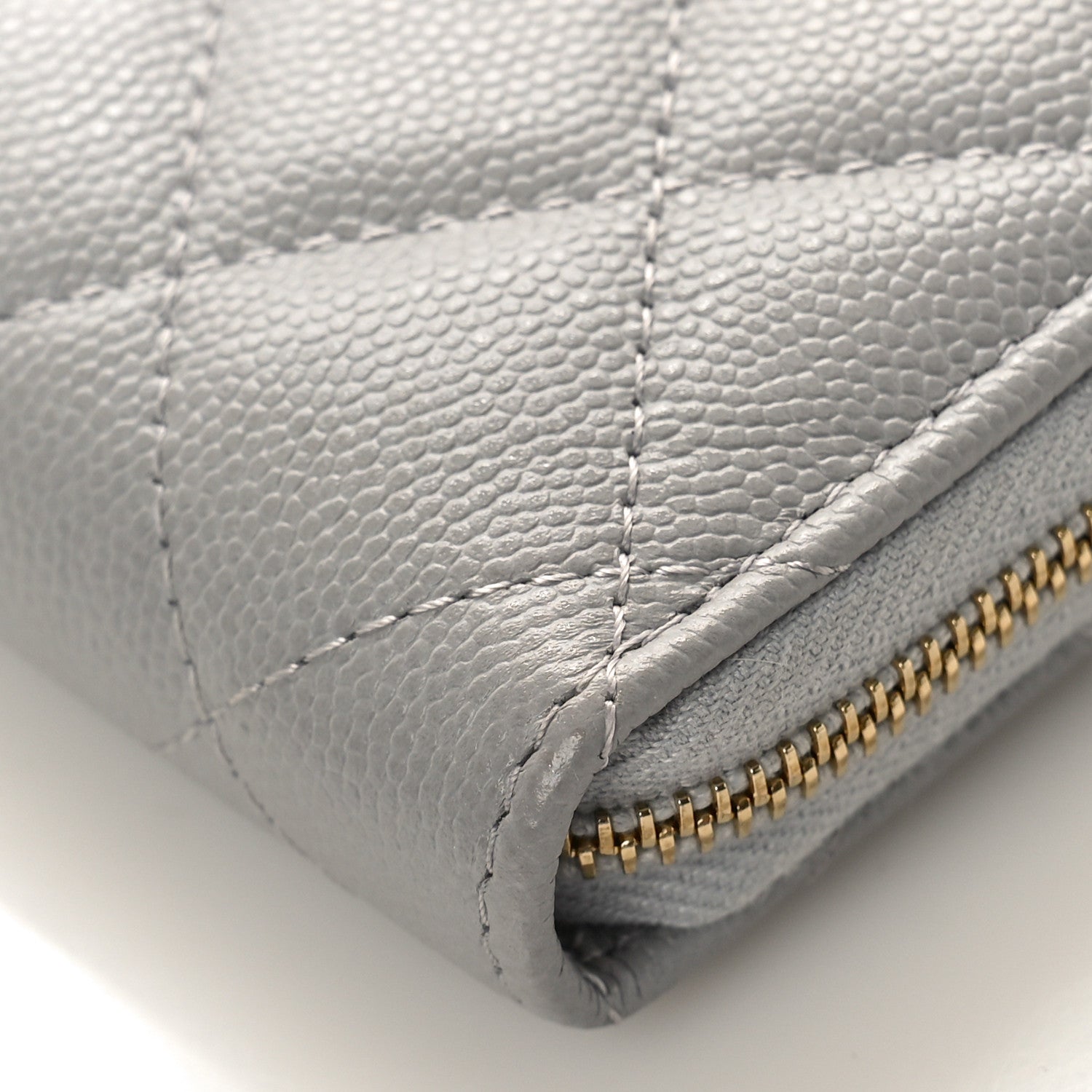 Chanel Caviar Quilted Zip Coin Purse Grey 9 of 10