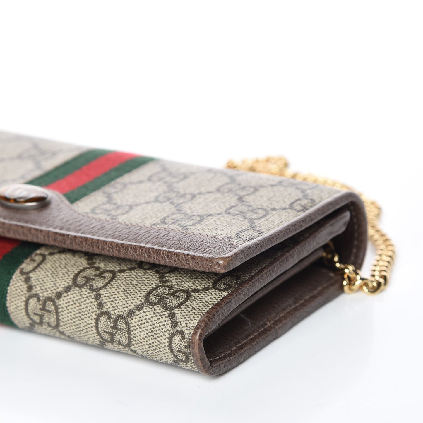 GG Supreme Monogram Web Ophidia Wallet On Chain Brown