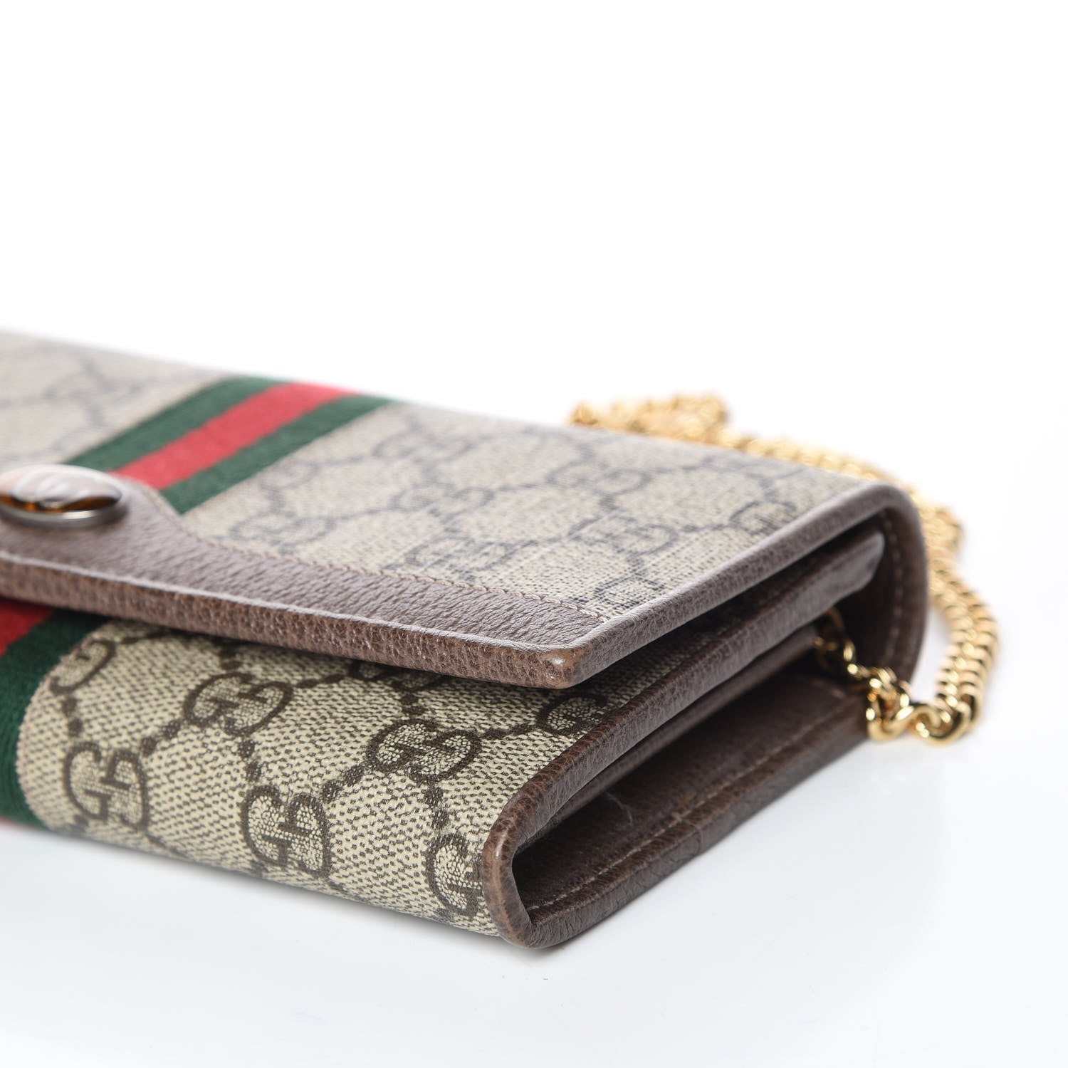Gucci GG Supreme Monogram Web Ophidia Wallet On Chain Brown 9 of 10