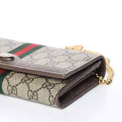 Gucci GG Supreme Monogram Web Ophidia Wallet On Chain Brown 9 of 10