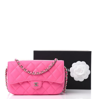 Chanel Lambskin Quilted Flap Phone Holder With Chain Neon Pink 13 of 13