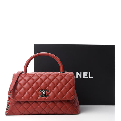 Chanel Caviar Quilted Small Coco Handle Flap Dark Red 11 of 11