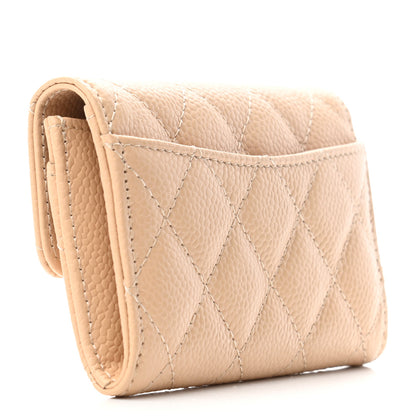 Chanel Caviar Quilted Flap Card Holder Wallet Beige 3 of 8