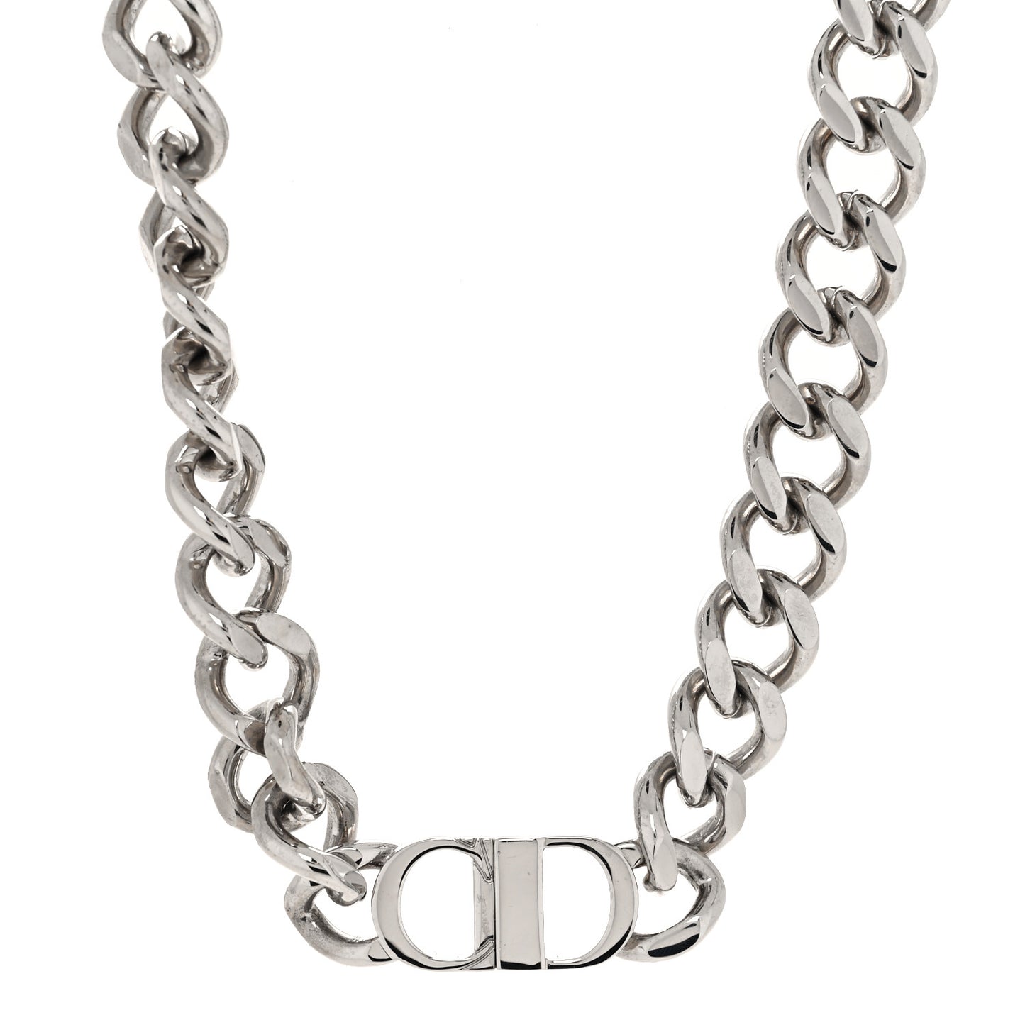 Brass CD Icon Chain Link Necklace Silver