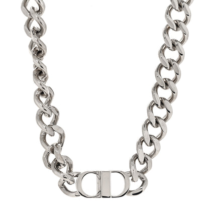 Christian Dior Brass CD Icon Chain Link Necklace Silver 1 of 5