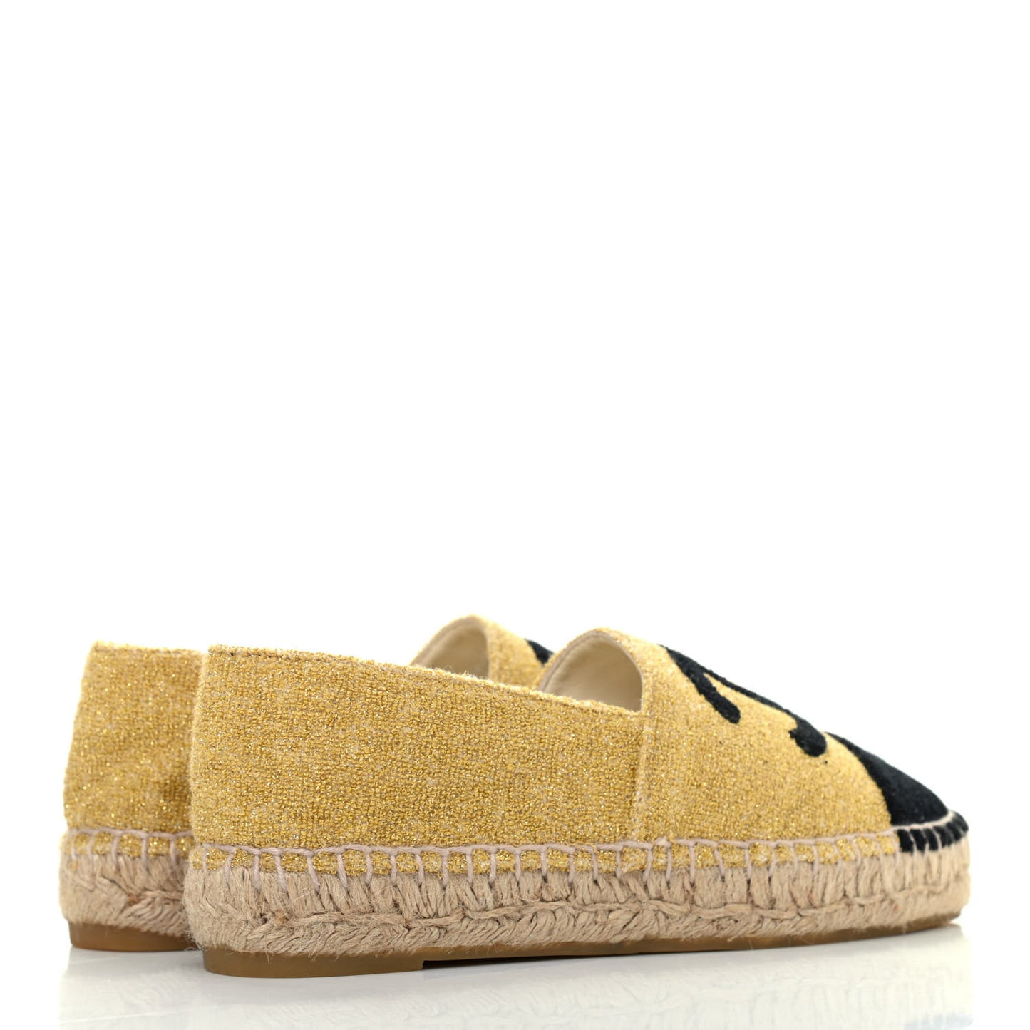 Metallic Terrycloth CC Espadrilles 35 Black Gold