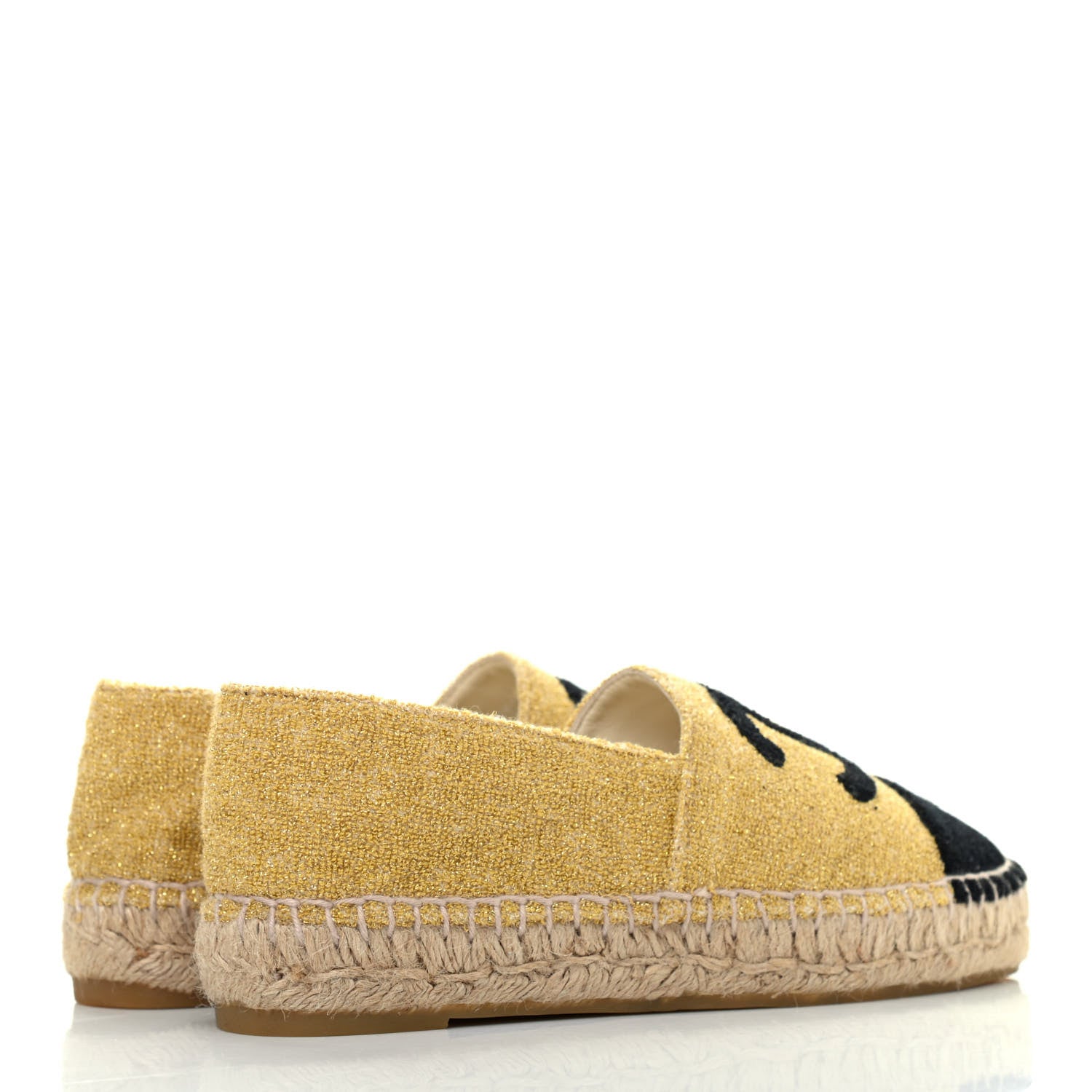 Chanel Metallic Terrycloth CC Espadrilles 35 Black Gold 3 of 4