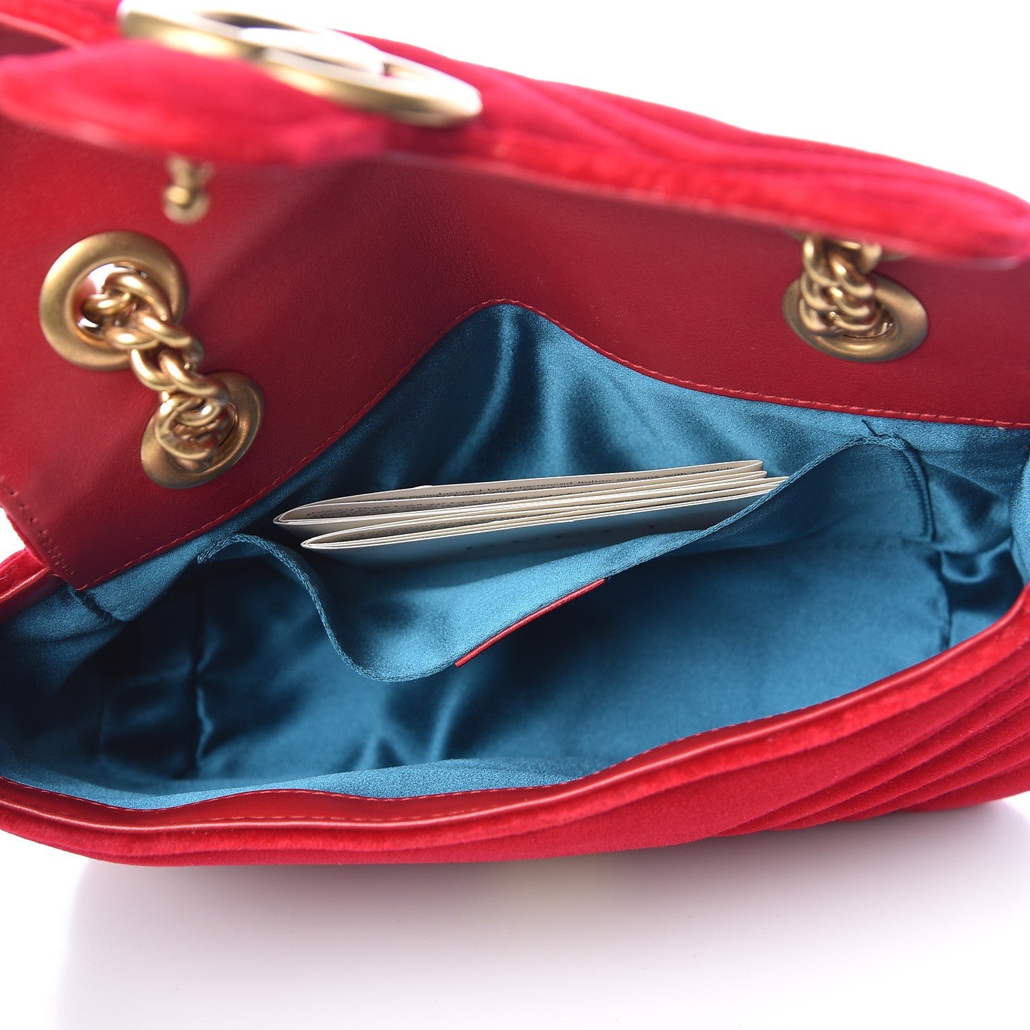 Gucci Velvet Matelasse Mini GG Marmont Shoulder Bag Hibiscus Red 5 of 12
