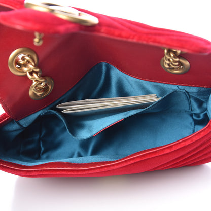 Gucci Velvet Matelasse Mini GG Marmont Shoulder Bag Hibiscus Red 5 of 12