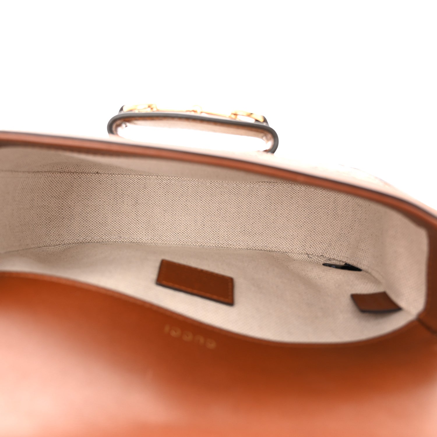 Gucci New Canvas Charisma Calfskin Crystal GG Monogram Mini Horsebit 1955 Shoulder Bag Camel Ebony 5 of 10