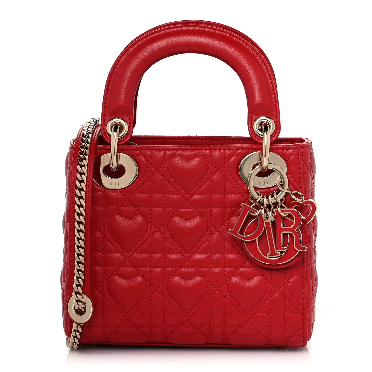 Calfskin Cannage Dioramour Mini Lady Dior Bag Bright Red