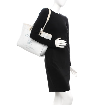 Chanel Woven Straw Raffia Small Deauville Tote White 2 of 8
