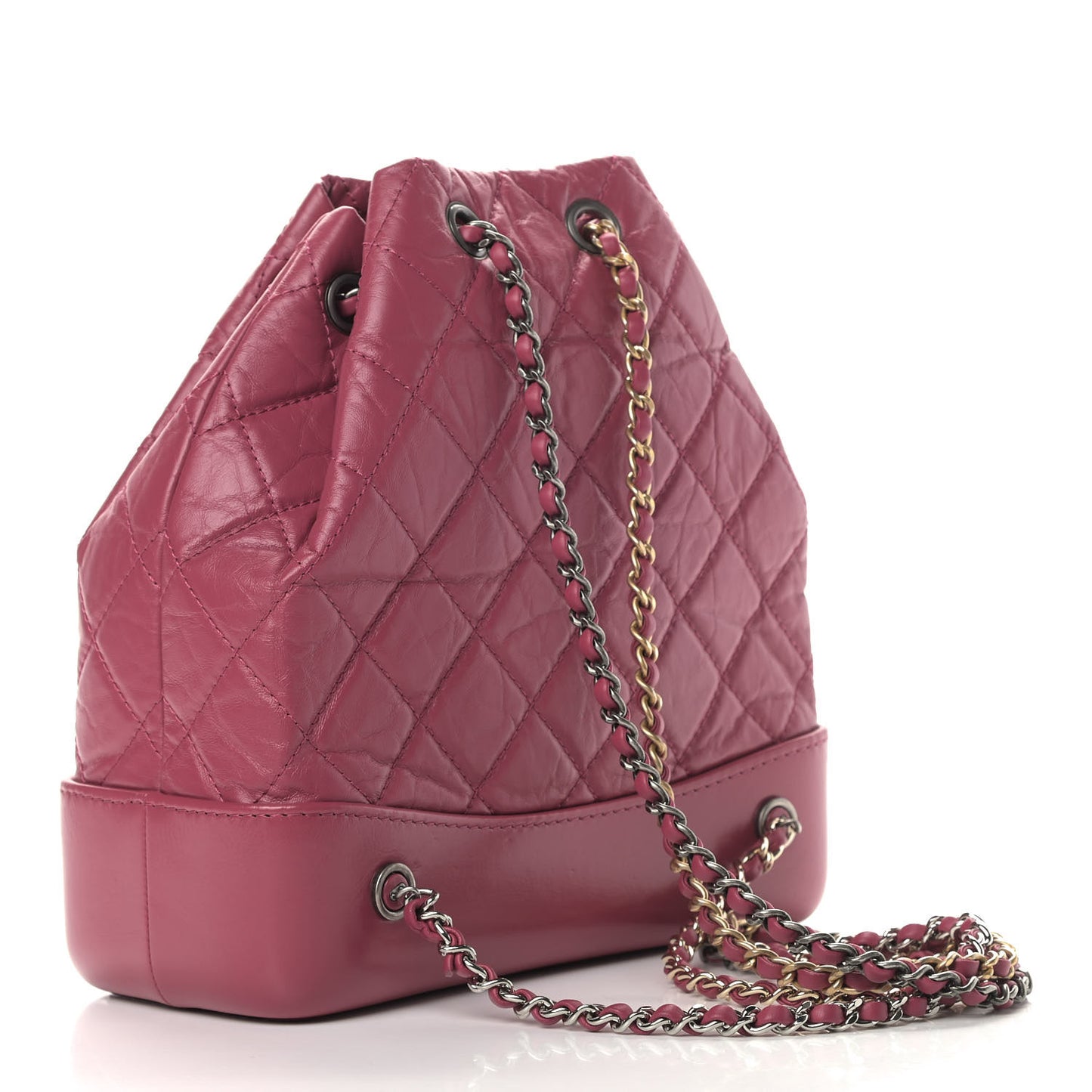 Aged Calfskin Quilted Small Gabrielle Backpack Dark Pink