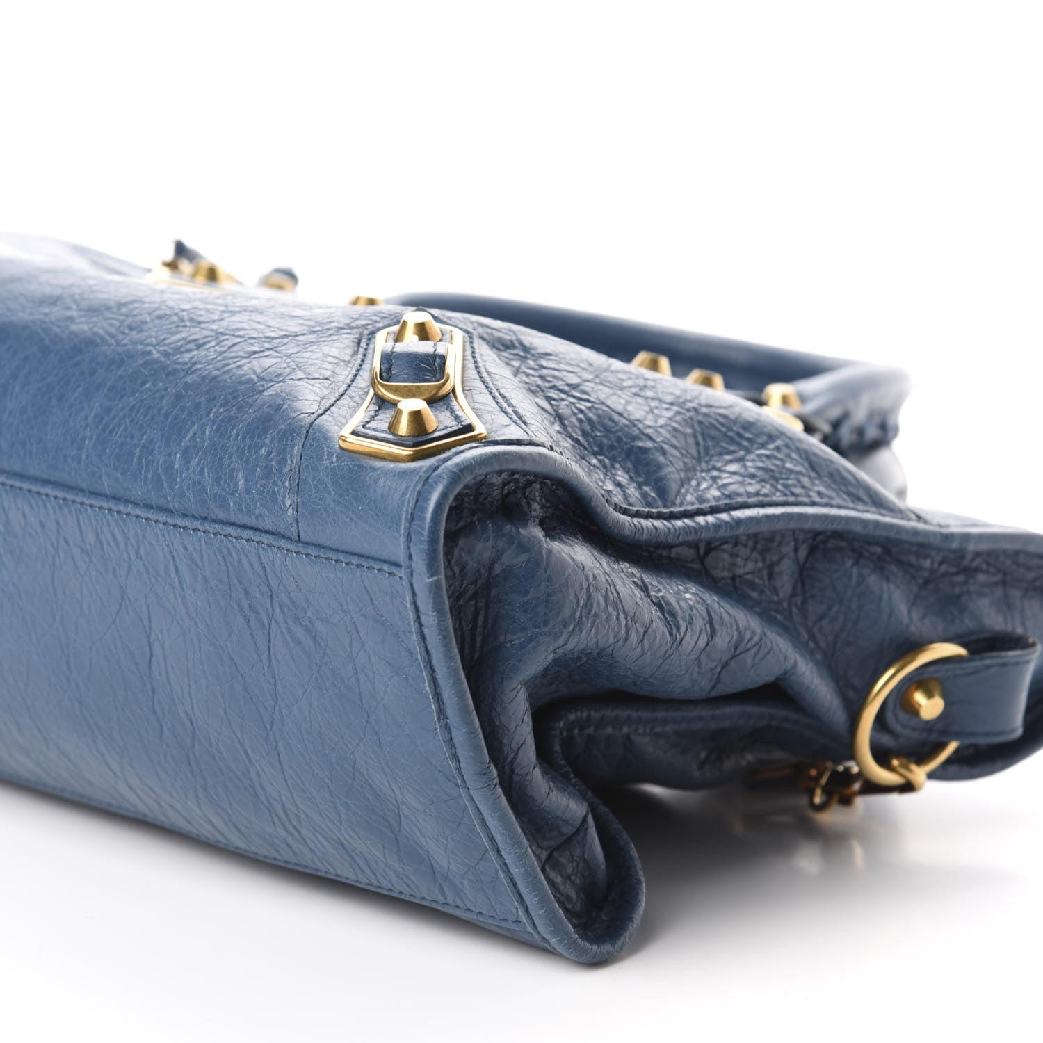 Balenciaga Agneau Arena Gold Hardware Metallic Edge City Bleu Abysse 7 of 10