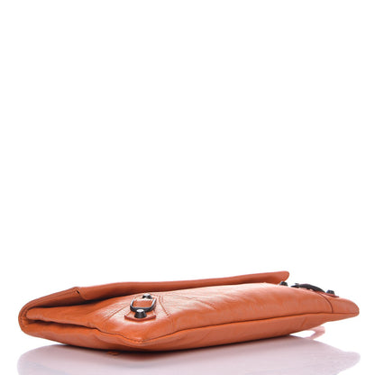 Balenciaga Agneau Classic Hardware Envelope Clutch Tangerine 4 of 9