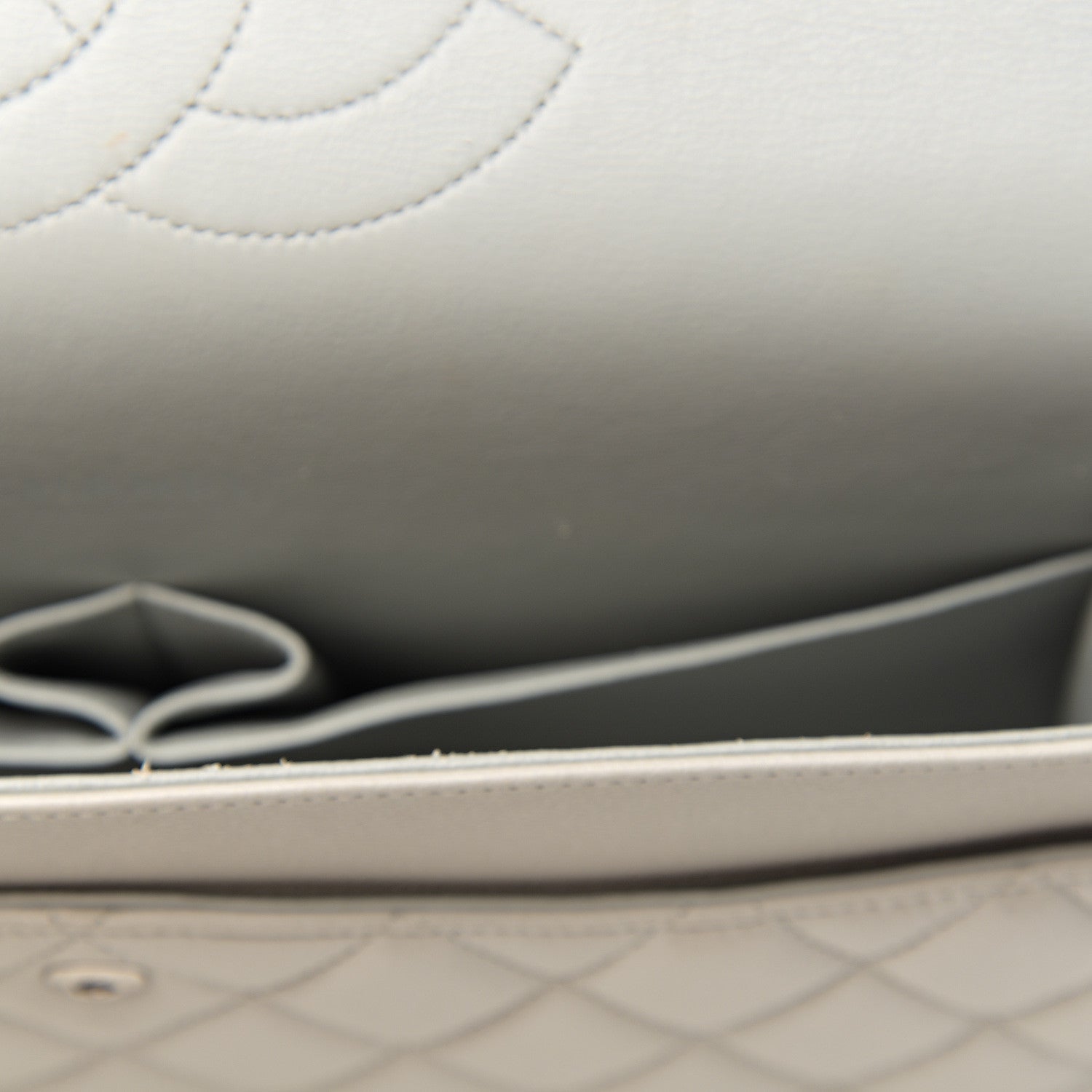 Chanel Calfskin Quilted Maxi Double Flap Light Grey 9 of 13