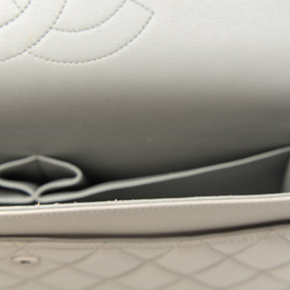Chanel Calfskin Quilted Maxi Double Flap Light Grey 9 of 13