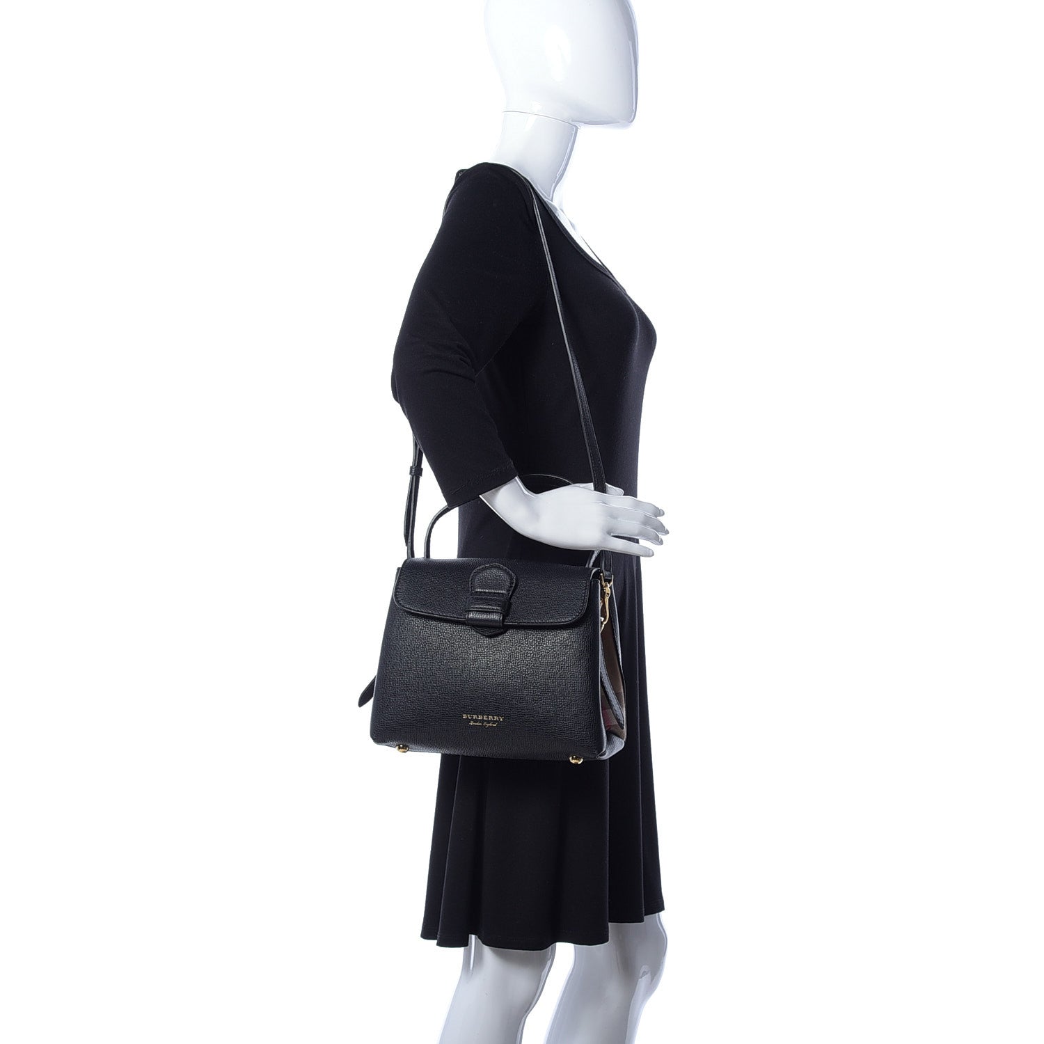 Burberry Derby Calfskin House Check Small Camberley Black 2 of 9