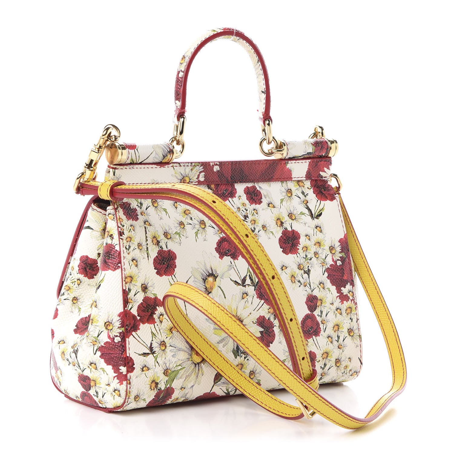 Dolce & Gabbana Dauphine Floral Print Small Miss Sicily Satchel White Multicolor 3 of 9