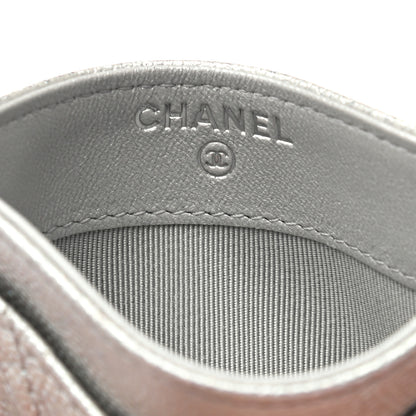 Chanel Glittered Metallic Caviar Quilted Card Holder Silver 6 of 8