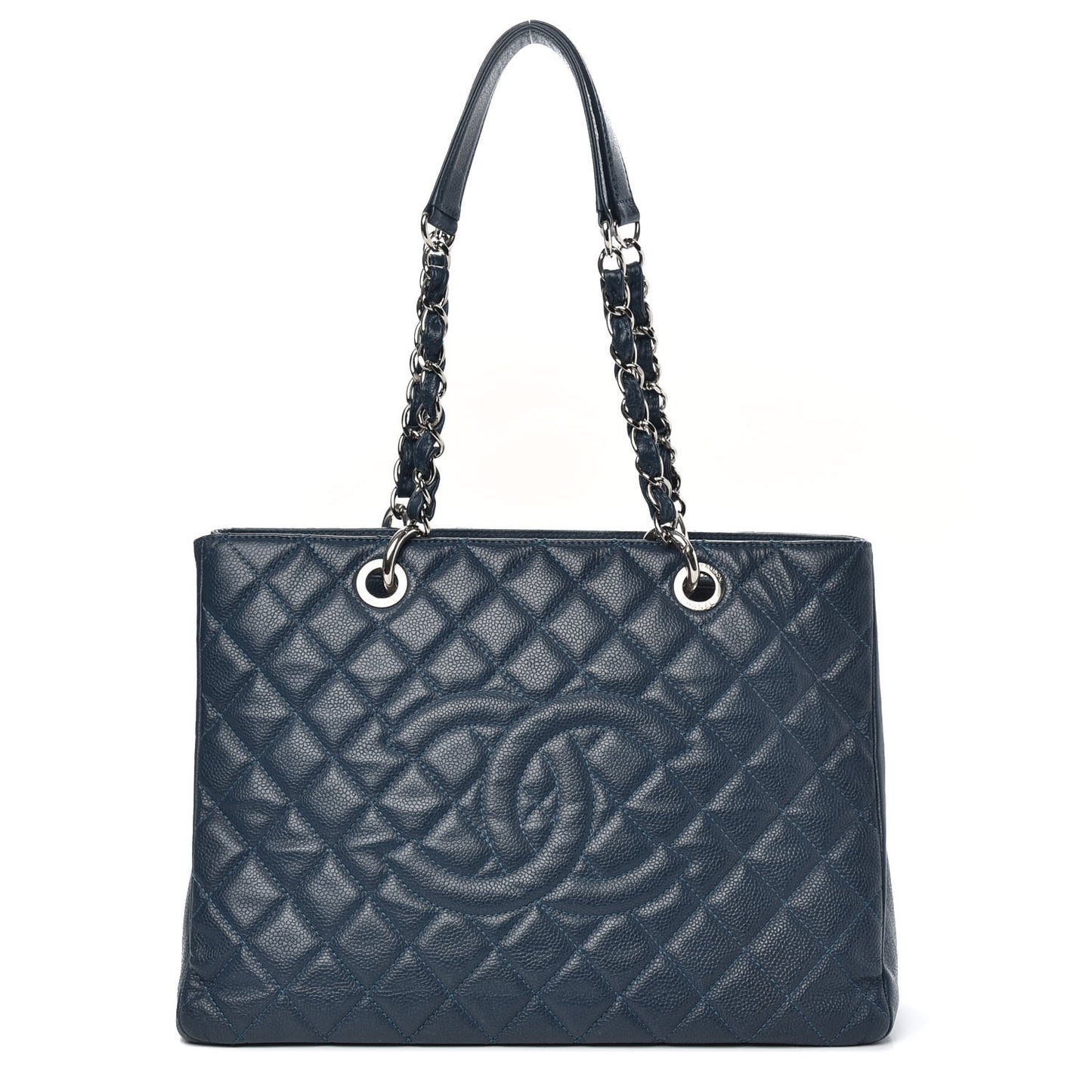 Caviar Quilted Grand Shopping Tote GST Dark Blue